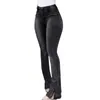 Fashion Casual Ladies Skinny Stretch Denim Pants Womens High Waist Jeans Striped Jeans Wide Leg Bell-bottomed Trousers