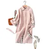 Shuchan 핑크색 양모 혼합 코트 여성 조정 가능한 허리 싱글 브레스트 넓은 넓은 사무실 레이디 코트 및 재킷 여성 201216