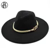 FS Black White Wool Big Wide Brim Hats Simple Top Hat Panama