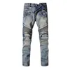 Designers Mens Jeans Distressed Ripped Biker maternity pant Slim Fit Motorcycle Bikers Denim For Men s Fashion Mans Black Pants po310l