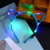 LED Light Up Cat Animal Ears Pałąk Kobiety Dziewczyny Miga Nakrycia Nakrycia Akcesoria do włosów Koncert Glow Party Supplies Xmas Prezent M3071