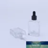 Flacon compte-gouttes carré en verre transparent de 50ml, 100 pièces, de haute qualité, pour huile essentielle, flacons d'emballage cosmétique