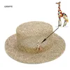 Ny design Flamingoowl Straw Sun Hatts for Women mode andningsbar sommarstrandhatt med animalisk klänning hatt grossist y200602