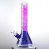 Bong in vetro Big Beaker Bong Heady Handcraft Narghilè Pizzico di ghiaccio 7 mm di spessore Olio Dab Rigs 18 mm Giunto femmina con ciotola Tubi d'acqua Lavoro manuale Viola colorato Downstem