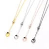 Smoking Accessories Tiny Tea Spoon Shape Pendant Necklace With Crown For Women 3 Colors Creative Mini Long Link Jewelry Spoon Necklace
