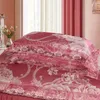Conjuntos de cama europa jacquard colcha conjuntos rainha king size 4 pçs renda cetim bordado capa edredão seda algodão luxo saia folha l