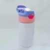12 Unzen 350 ml Sublimation Sippy Cup DIY Kind Wasserflasche mit Strohdeckel Tragbare Edelstahl Student Trinkbecher Kid Tassen LJJP752