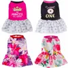 Robes pour chiens pour petits chiens Vêtements pour chiens Été Mignon Tutu Princesse Jupes Fille Animaux Vêtements Robe de mariée pour animaux de compagnie Chat Jupe Costume Tenues Grande fleur Motif Vêtements A110