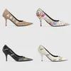 Knivpump Sandaler klänningskor Fashion Print Flower Leather Collaboration Lady Luxurys Designer Party Limited Edition Calfskin High Heel Sandal 35-41