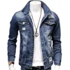 Vestes pour hommes 2021 printemps et automne mode hommes veste en jean brodé mince coton hommes revers à manches longues pilote