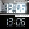 45x15cm Супер большие 3D светодиодные цифровые настенные часы, настенный светильник современного дизайна Nightlight Smart Light Sensor, 12/24 часа 2,6 м USB 201118