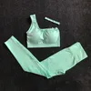 2 Piece Yoga Set Women Gym Clothes One-shoulder Sports Bra Fitness Leggings Workout Sets For Sportswear Athletic Suits 220330