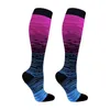 Volwassen zweet absorberende wandelen gradiënt kleur nylon ademende sport ondersteuning elastische run compressie sokken antislip comfortabel1
