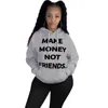 Gagner de l'argent pas des amis lettre haut grande taille femmes manteau sweats pull à capuche pull veste hiver dessus chaud vêtements d'extérieur vêtements 3300002