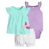 I vestiti della neonata di moda preferita di Times 100% cotone Vestiti estivi per bambini Set T-ShirtBaby BodyPantaloni Cartoon stampato LJ201223