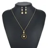 Gold Color Austrian Crystal Classic Hollow Round Necklace Pendant Earrings Jewelry Set7400720