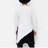 أزياء جديدة غير متناظرة الرجال الطويل T Shirt Side Splits Long Sleeve T-Shirt Tops Hip Tops Tee Vintage Streetwear Gothic Tops 201004