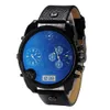 Modemerk kijkt naar mannen Big Case Mutiple Diales Date Display Leather Riem Quartz Pols Watch 7127207F