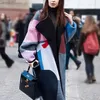 Winter Coat Women Wide Lapel Digital Printing Wool Blend Coat Oversize Long Trench Colorful Outwear Wool Women