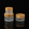 High Quality 5g 10g 15g 20g 30g 50g 100g Frosted Candle Jar with Wooden Lid Wholesale Skin Care Body Butter Food Grade Honey Storage Glass Container Freeship