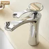 XOXO Basin Faucet Cold and Hot Diamond Golden Black Single Handle Single Hole Bathroom Sink Faucets Deck Mounted Mixer Tap 20085 T200107