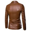 Retro Solid Color Mens Leather Suit Blazer Jacket Men Casual Business Wedding Long Sleeve Coat213G