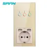 Switchsocket del sensore Sran con pannello in vetro in cristallo di installazione USBvertical 17286Power con interruttore della luce 123Gang T200605