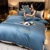 High-end quality Egyptian cotton bedding set embroidered satin light luxury quilt cover duvet cover bed sheet pillowcases LJ201127