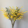 装飾的な花の花輪の人工的なアカシアイエローミモザスプレーチェリーフルーツの枝結婚披露宴イベント装飾ホームテーブルの花1