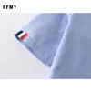 GFMY Summer Children Shirts Casual Solid Cotton Color Blue White Short-sleeved Boys For 2-14 Years 220222