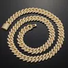 Kedjor 14mm 2 rad Moissanite diamanthalsband för hiphopsmycken 925 Sterling Silver Miami Top Quality Cuban Link Chain