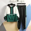 Huncher Tuta da uomo Imposta Moda uomo Hip Hop Streetwear Patchwork Felpa con cappuccio Pantaloni sportivi a righe laterali Abbigliamento sportivo Abiti da uomo 201201