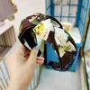 High-end Cloth Art Hair Hoop Letters Knotted Wide Edge Printing Hair Hoop Fashion Simple Headband Female Hair Ornaments261G