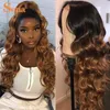 Ombre Red Lace Wigs Body Hoil Hair Body Body Transparent Colored Bourgogne Lace Frontal Wigs for Women Wavy46396528642120