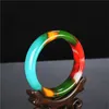 Natural Color Jade Bangle Bracelet Genuine Hand-Carved Charm Jadeite Jewelry Fashion Accessories Amulet for Men Women Lucky Gift LJ201020