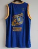 Mi08 Hommes 2022 75e Ville Bleu Stephen Curry Basketball Maillots # 30 Noir Blanc Jaune Vintage Chemises Cousues S-XXL