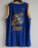 Mi08 Mens 2022 75th City Blue Stephen Curry Basketball Jerseys #30 Black White Yellow Vintage Stitched Shirts S-XXL