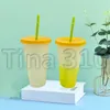 Hot 24oz Color Changing Cup Magic Plastic Drinking Tumblers with Lid and Straw Reusable Clear Colors Cold Cup Summer Beer Mugs T500344