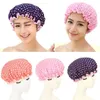 Shower Cap Bath Hat Peva Waterproof Double Layer Women Supplies Bathroom Accessories Shower Hair Cover H jllxti