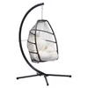Outdoor Patio Wicker Folding Hanging Chair Rattan Swing Hammock Egg Chair With C Type Bracket With Cushion And Pillow US stock a25