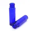 Koboltblå 10 ml glasrullflaskor med rostfritt stål rullboll parfym eterisk oljemassage tjock glasbehållare bärbar resa
