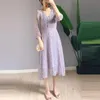 Casual Dresses A-Line Midi Dress One-Piece Mori Girl Elegant Sweet Floral Korean Fashion Ladies 2022 Sommar Kvinnor Chiffon