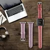 Women Girl Glitter Pu Leather Sports Iwatch Band Rand för Apple Watch Series7 6 SE 5 4 3 2 1 38mm/40mm/41mm 42mm/44mm/45mm