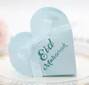 Eid Mubarak Heart Hollow Candy Box Papier DIY Ramadan Muzułmanin Wedding Bridal Srysznic Widok Write Birthday Party Favor Container