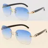 Venta de gafas de sol sin montura 8100908 Blanco Cuerno natural genuino Marco de metal dorado Gafas de sol Moda Búfalo de alta calidad Accesorios de moda Hombre Mujer Marcos