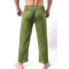 Pijamas masculinos ver através de pijama calças casuais lounge desgaste pijama hombre oco out sexy ropa interior hombre calça casa roupas 201125