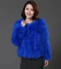 sexy Ostrich wool turkey real fur women black coat genuine feather short plus size 5XL,7XL winter festival long sleeve jacket 210204