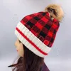 Weihnachten Frau Pom Pom Beanie Winter Warme Erwachsene Kinder Gestrickte Kappen Outdoor Sport Plaid Wolle Hüte CYZ2861