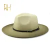 Kobiety mężczyzn wełniane vintage Trilby poczuły, że fedora czapka z szerokim brzegi dżentelmen elegancki gradientowy kolor dla lady zima jesień jazzowe czapki l3841635
