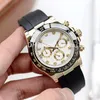 Męski zegarek automatyczny gumowy pasek 40 mm stal nierdzewna Trzy oczy Sapphire Waterproof Watches Luxusuhr Montre de Luxe226g